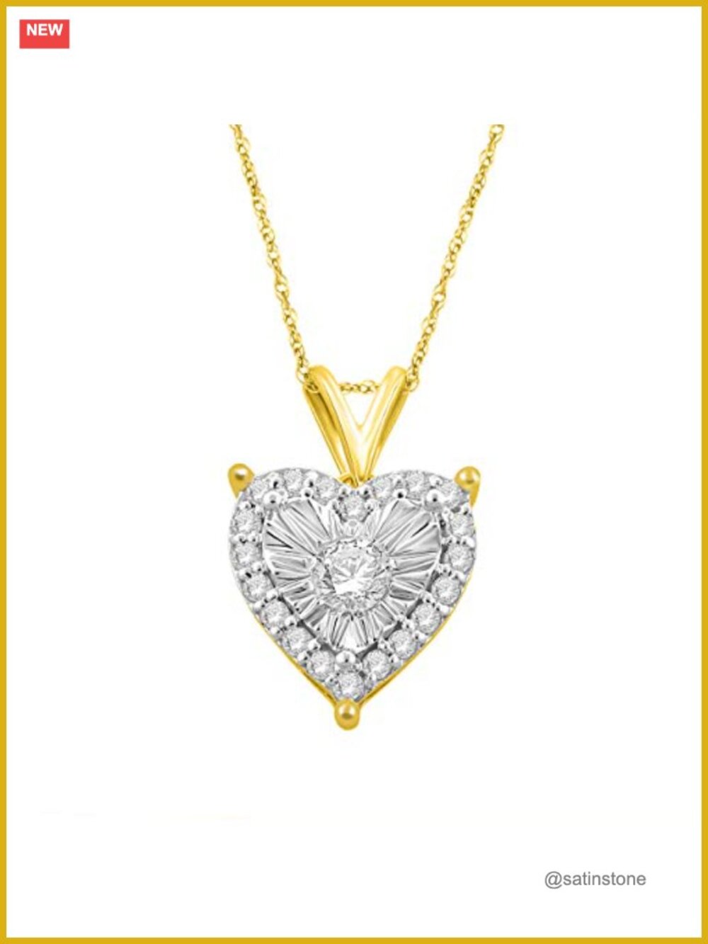 1/4 Cttw Diamond Heart Pendant Necklace Yellow Gold Plated Sterling Silver